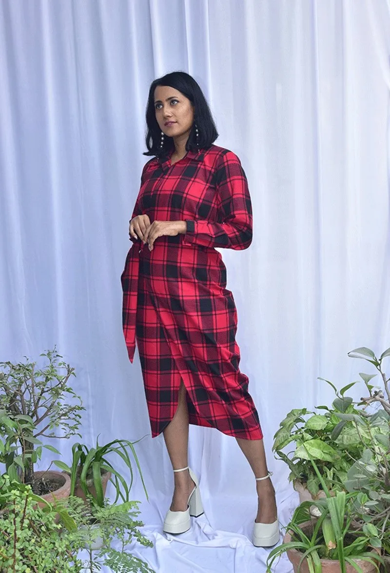 Tartan Check Wrap Dress | Made with 100% cotton