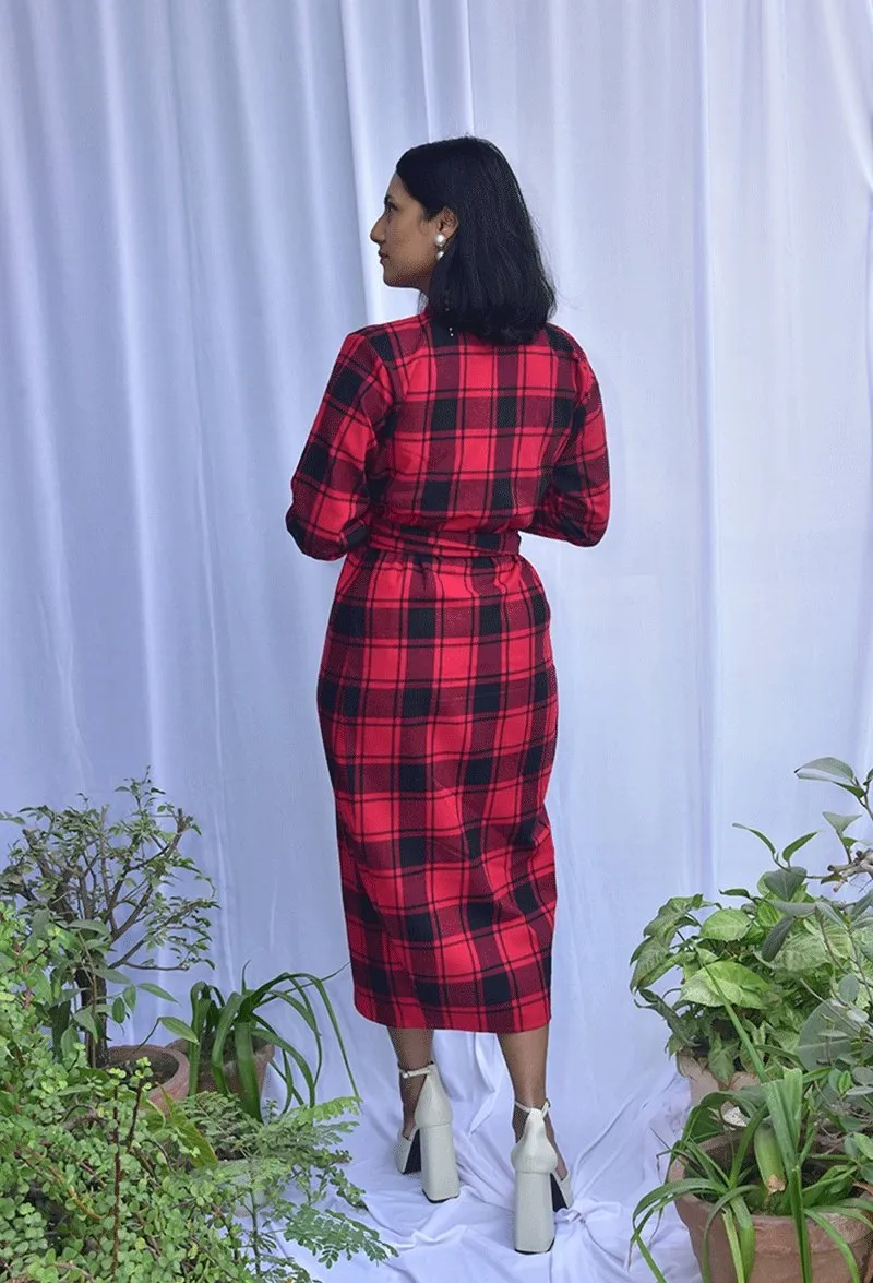 Tartan Check Wrap Dress | Made with 100% cotton