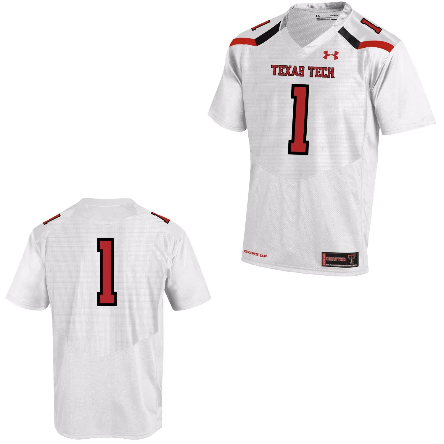 Texas Tech Red Raiders Under Armour White #1 Sideline Replica Football Jersey