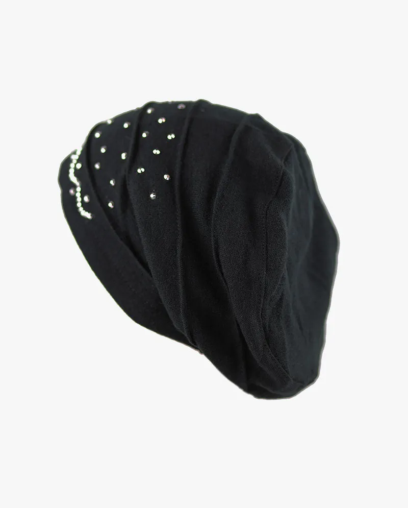 The Hat Depot - Handmade Ribbon Baggy Fleece Lined Slouch Beanie Hat