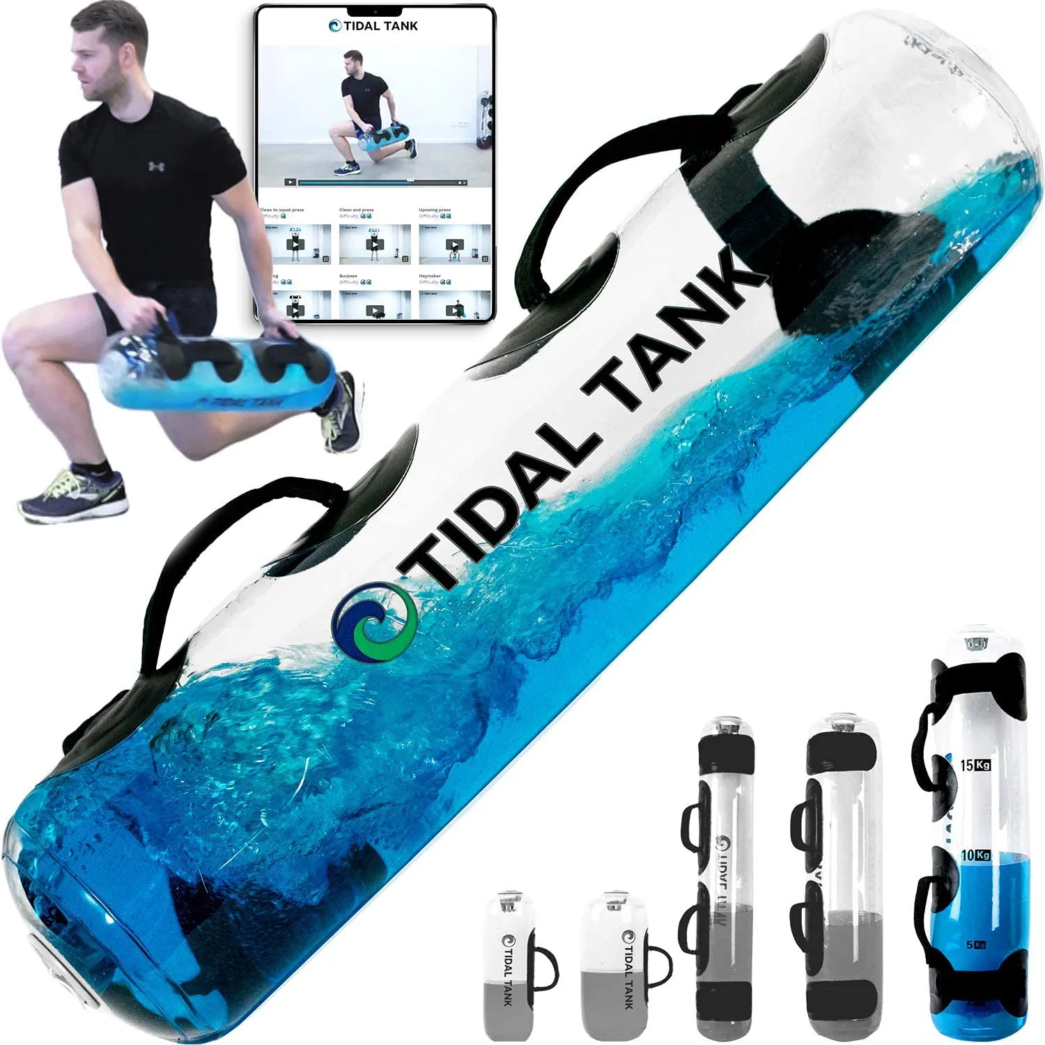 Tidal Tank - Original Aqua Bag Instead of sandbag - Training Power Bag with Water Weight - Ultimate core and Balance Workout - Portable Stability Fitness Equipment