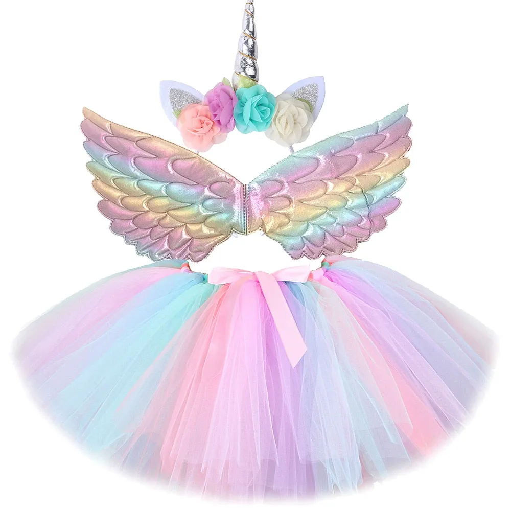 Unicorn Tutu Costume  - Baby Girls Unicorn Tutu, Pastel Rainbow