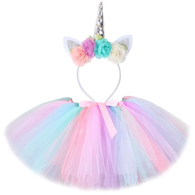 Unicorn Tutu Costume  - Baby Girls Unicorn Tutu, Pastel Rainbow