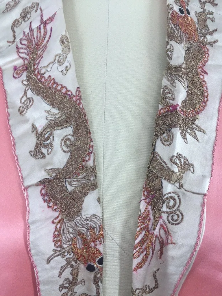 Vintage 1915 - 1920 Silk Satin Jacket with Embroidered Dragons