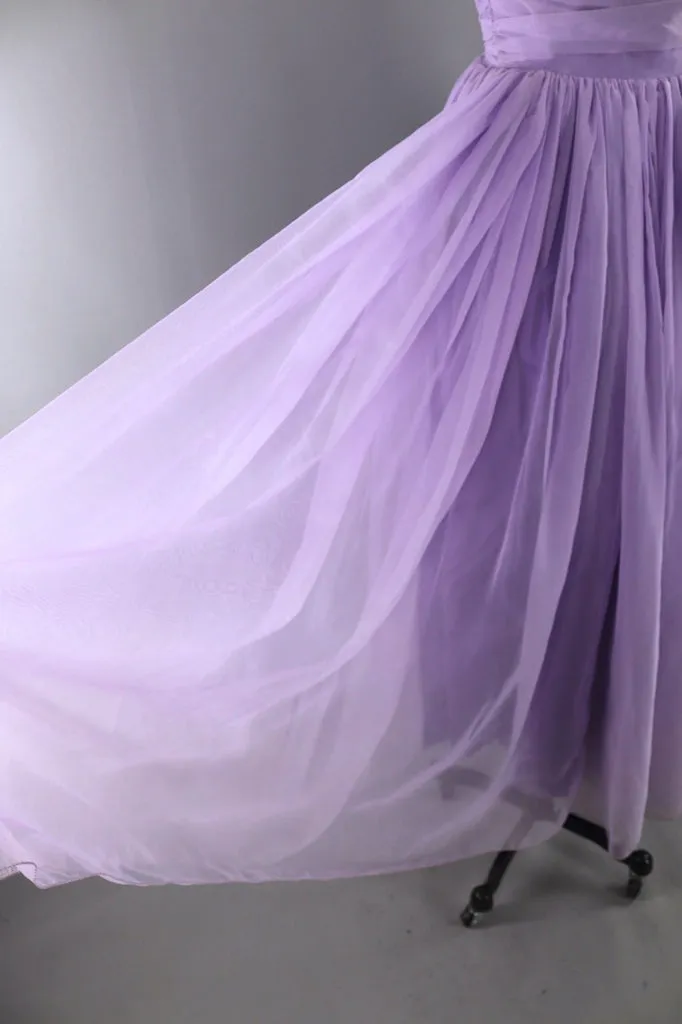 Vintage 1950s Lavender Chiffon Party Dress