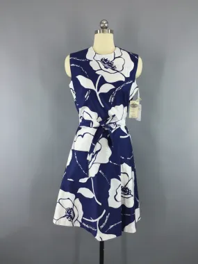 Vintage 1960s Dress / Liberty Circle / Blue Floral Print