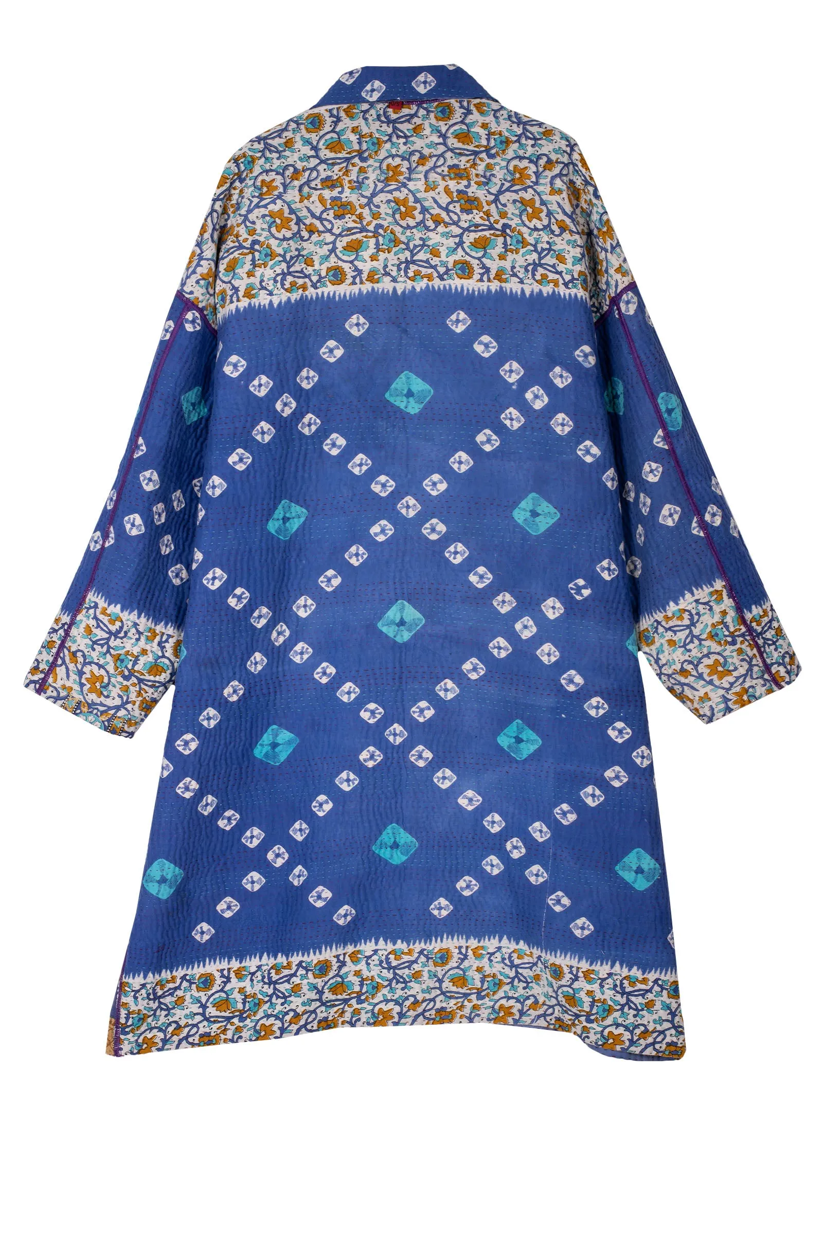 VINTAGE COTTON KANTHA OVERSIZED MEDIUM COAT - cv4331-0006a -