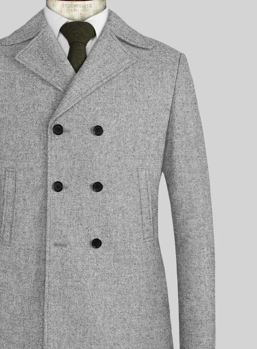 Vintage Plain Gray Tweed Pea Coat