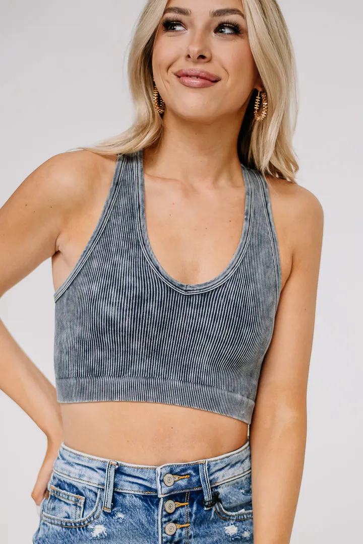 Washed Ribbed Racerback Bralette | Colors