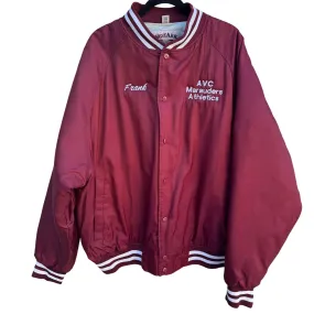 WestArk Vintage AVC Marauders Athletics Maroon Quilted Satin Bomber Jacket XXL