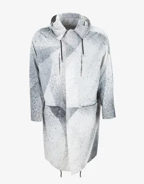 White Spray Paint Effect Lightweight Parka -