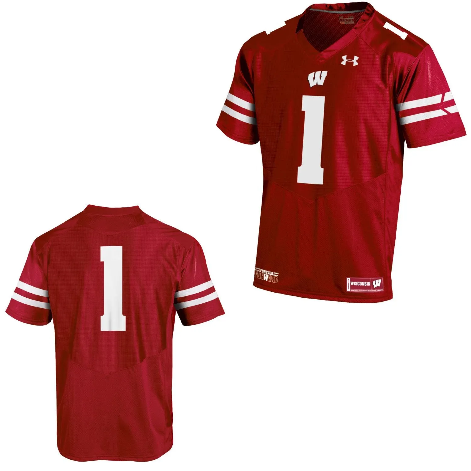 Wisconsin Badgers Under Armour Red #1 Sideline Replica Football Jersey