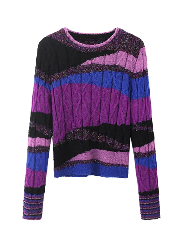 Women's High Quality Crew Neck Knitted Sweater Luxury Pullover