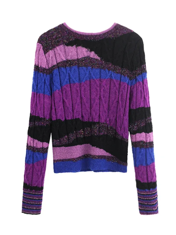 Women's High Quality Crew Neck Knitted Sweater Luxury Pullover