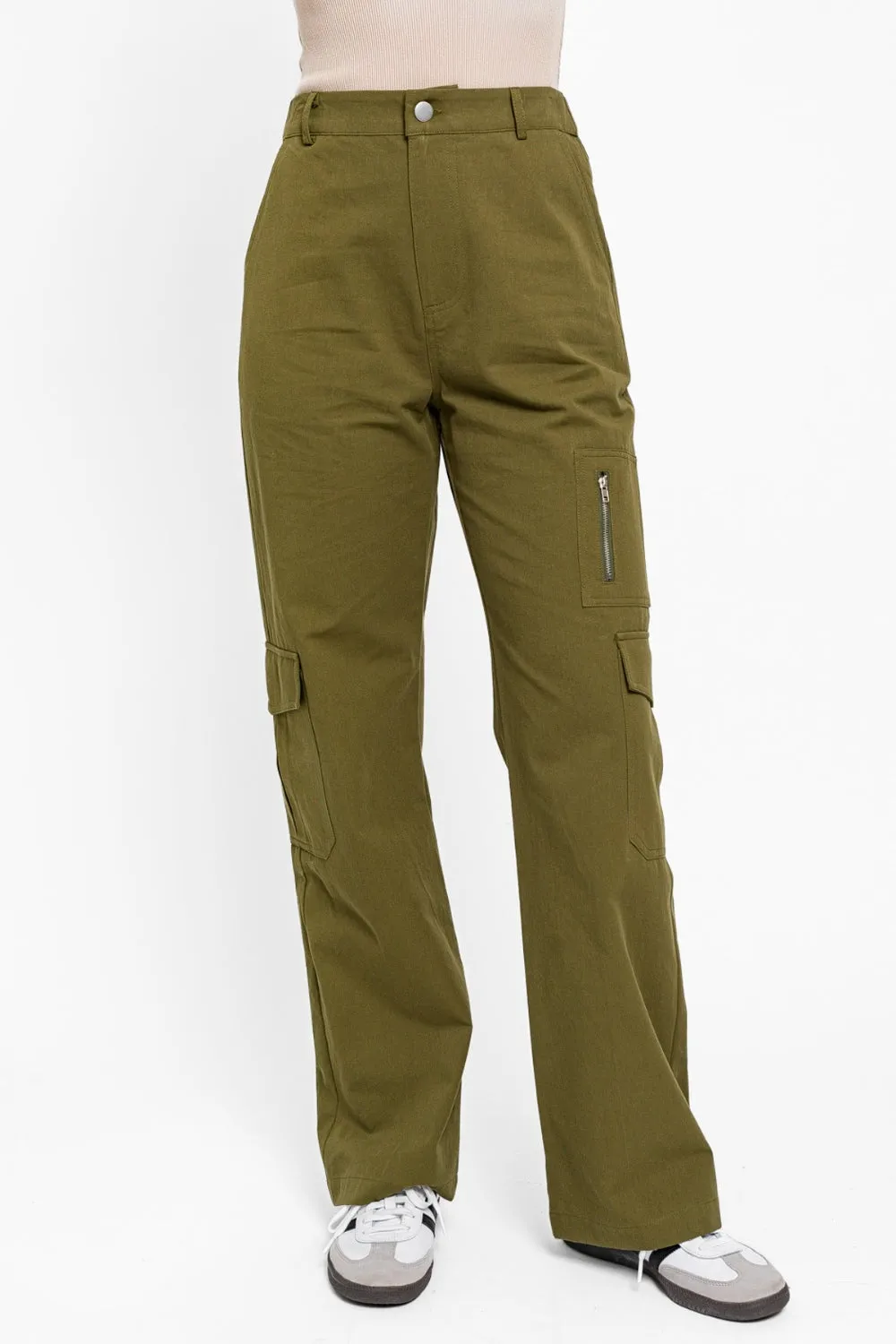 Women's Le Lis High Waisted Wide Leg Cargo Pants with Pockets