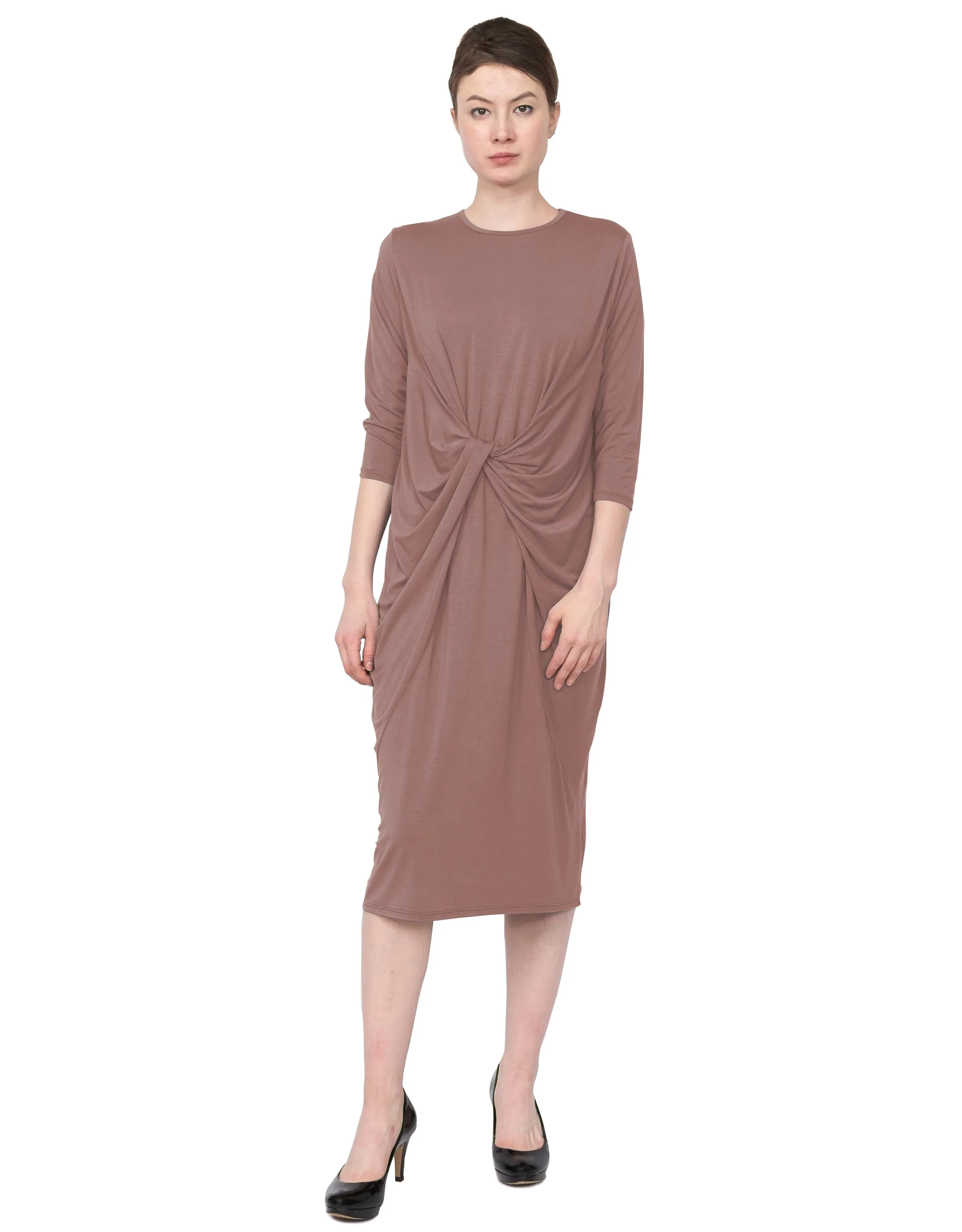 Womens Twisted Drape Front Comfy Dress