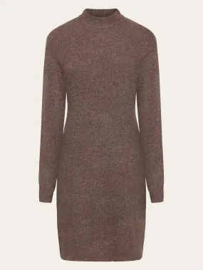 Wool crew neck mid length dress - Demitasse (brown)